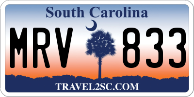 SC license plate MRV833