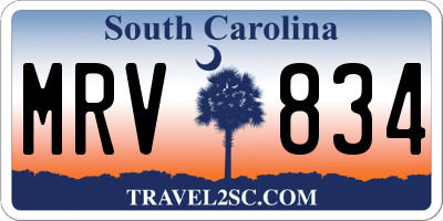 SC license plate MRV834