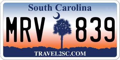SC license plate MRV839