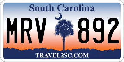 SC license plate MRV892