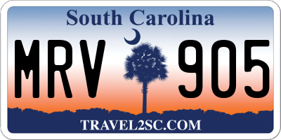 SC license plate MRV905