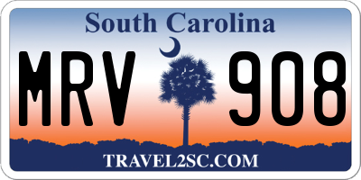 SC license plate MRV908