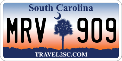SC license plate MRV909