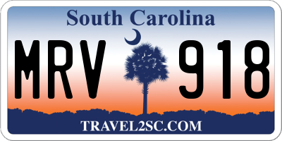 SC license plate MRV918