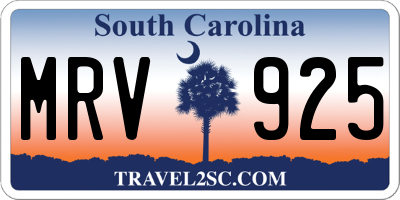 SC license plate MRV925