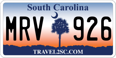 SC license plate MRV926