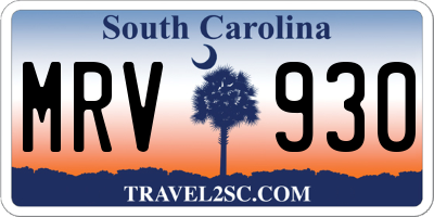 SC license plate MRV930