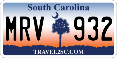 SC license plate MRV932