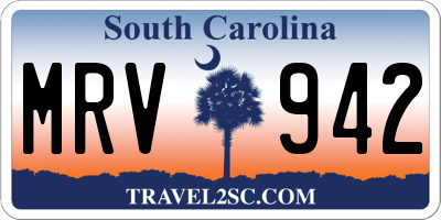 SC license plate MRV942