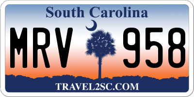 SC license plate MRV958