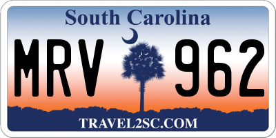 SC license plate MRV962