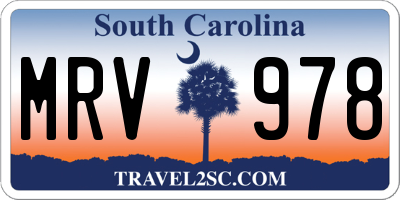 SC license plate MRV978