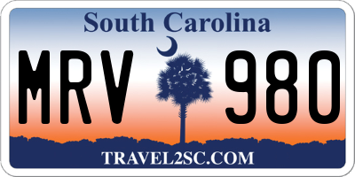 SC license plate MRV980