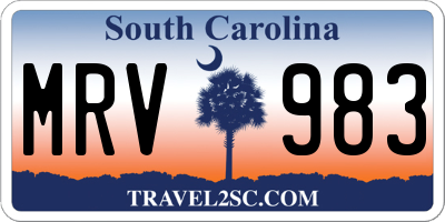 SC license plate MRV983