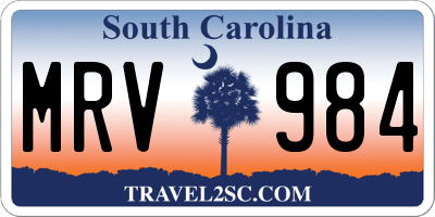 SC license plate MRV984