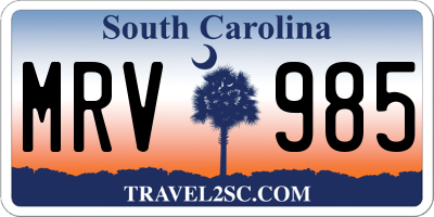 SC license plate MRV985