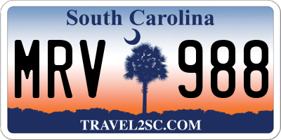 SC license plate MRV988