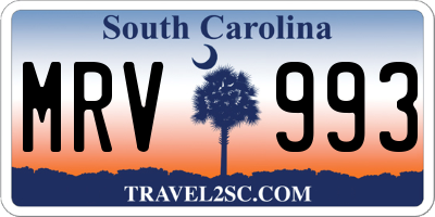 SC license plate MRV993