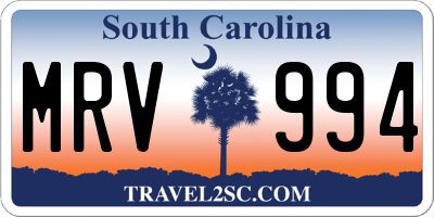 SC license plate MRV994