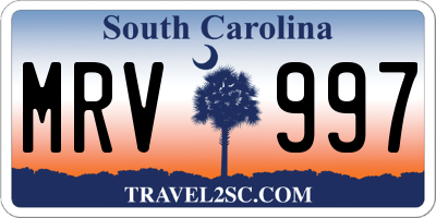 SC license plate MRV997