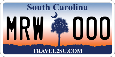 SC license plate MRW000