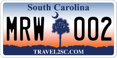 SC license plate MRW002