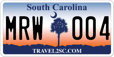 SC license plate MRW004