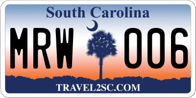 SC license plate MRW006