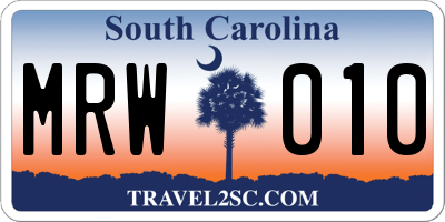 SC license plate MRW010