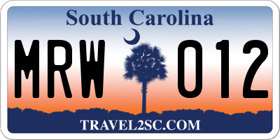 SC license plate MRW012
