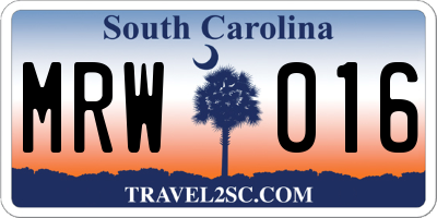 SC license plate MRW016