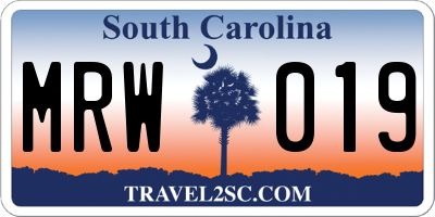 SC license plate MRW019