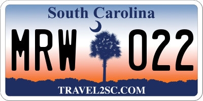SC license plate MRW022