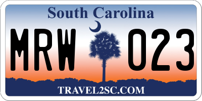 SC license plate MRW023