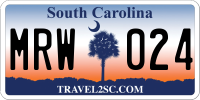 SC license plate MRW024