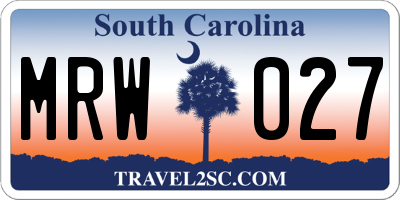 SC license plate MRW027
