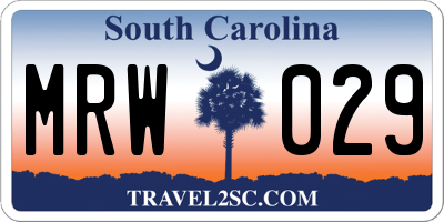 SC license plate MRW029