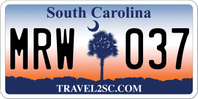 SC license plate MRW037