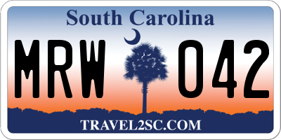SC license plate MRW042