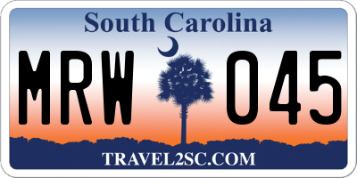 SC license plate MRW045