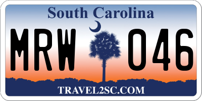 SC license plate MRW046