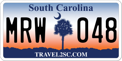 SC license plate MRW048
