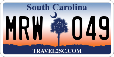 SC license plate MRW049