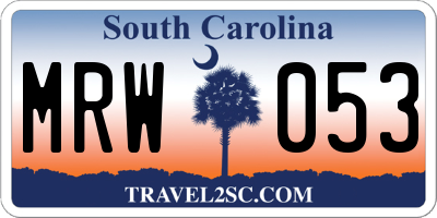 SC license plate MRW053