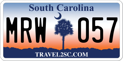 SC license plate MRW057