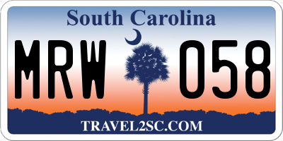 SC license plate MRW058