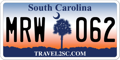 SC license plate MRW062