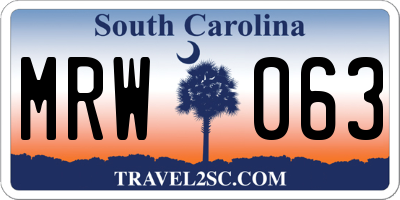 SC license plate MRW063