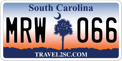 SC license plate MRW066