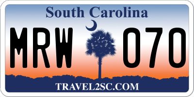 SC license plate MRW070